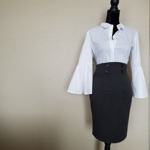 WhitebBella Poplin Bell Sleeve Shirt (M) 2/$25